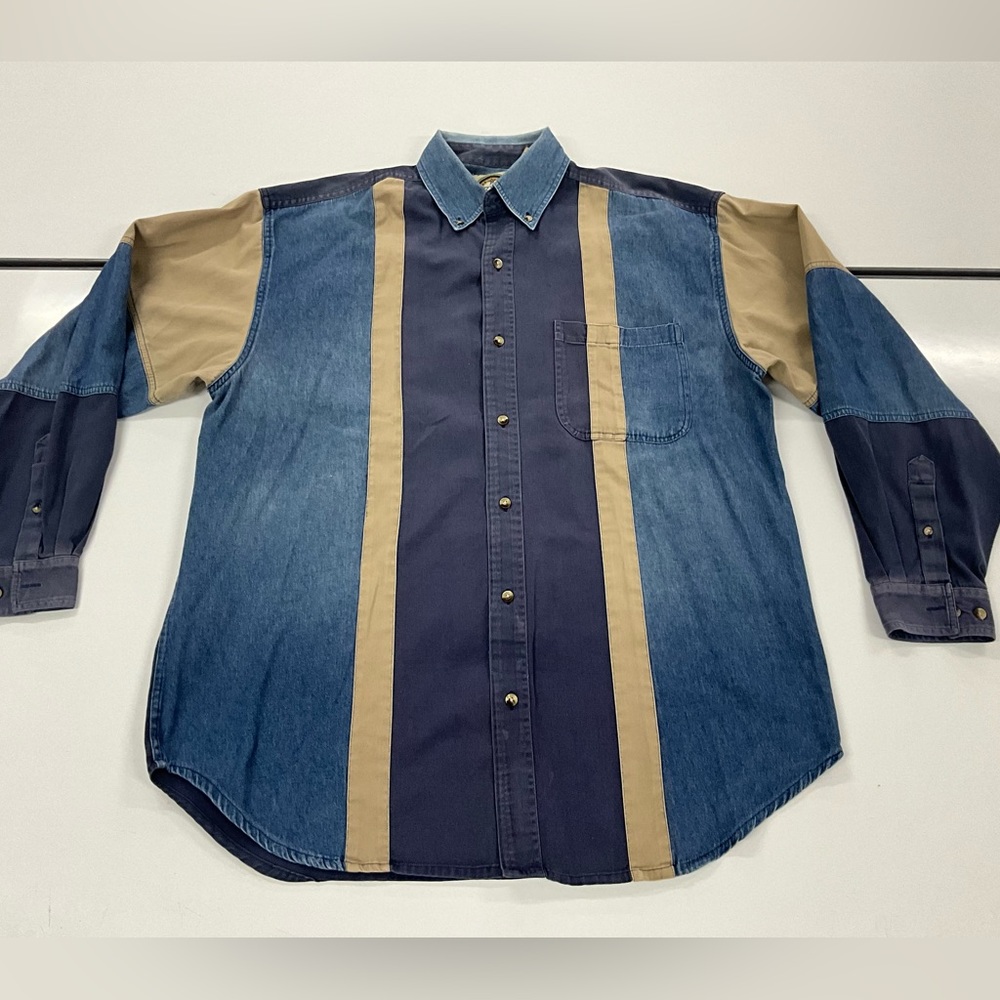 Men’s Texas Authentic Dry Goods Denim Colorblock XL Button Up Long Sleeve Shirt